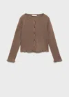 Mango Ribbed Knit Cardigan In Brown