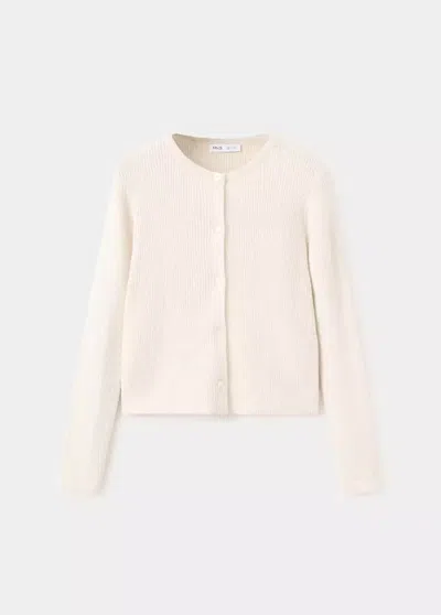 Mango Kids' Cardigan Maille Côtelée In Sand