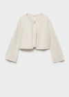 Shop Mango Knit Cardigan Ecru In Écru