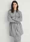 Mango Longline Tie Belt Cardigan In Gray
