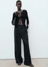 Mango Knitted Cardigan With Ties Black In Black
