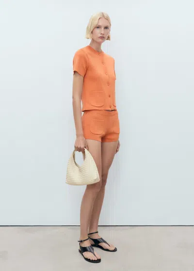 Mango Pocket Knit Cardigan Orange