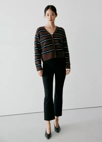 Mango Cardigan Maille Rayures In Marron