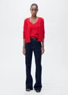 Mango Pointelle Stitch Cotton Blend Cardigan In Rouge