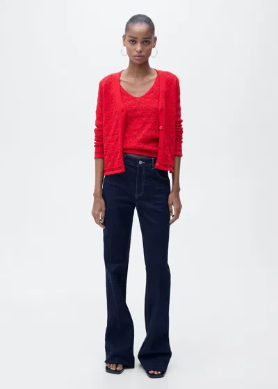Mango Cardigan Rouge - Femme - Xl -