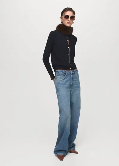 Mango Cardigan Bleu Marine Foncé - Femme - L -  In Black