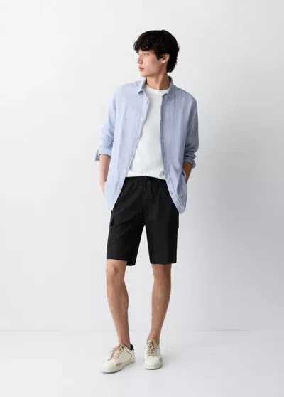 Mango Cargo Bermuda Shorts In Black