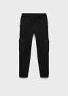 Mango Cargo Jogger Trousers Black In Black
