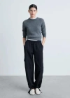 Mango Cargo Trousers With Adjustable Hem Dark Navy In Bleu Marine Foncé