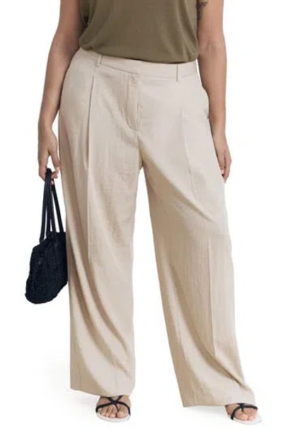 Mango Carla Wide Leg Pants In Neutral