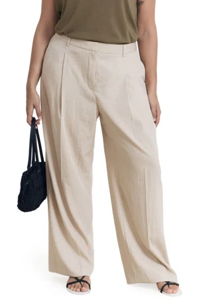 Mango Carla Wide Leg Pants In White