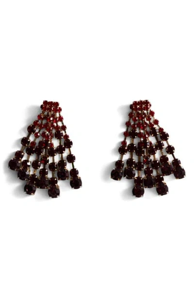 Mango Cascaded Faceted Crystal Linear Drop Earrings In Red