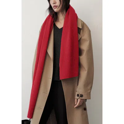 Mango Cashmere Knit Scarf In Red
