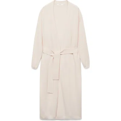 Mango Cashmere Long Cardigan In White