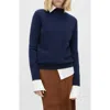 Mango Cashmere Mock Neck Sweater In Dark Navy