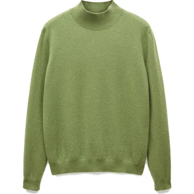 Mango Cashmere Mock Neck Sweater In Green