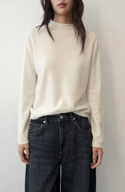 Mango Cashmere Perkins Neck Sweater In Neutral