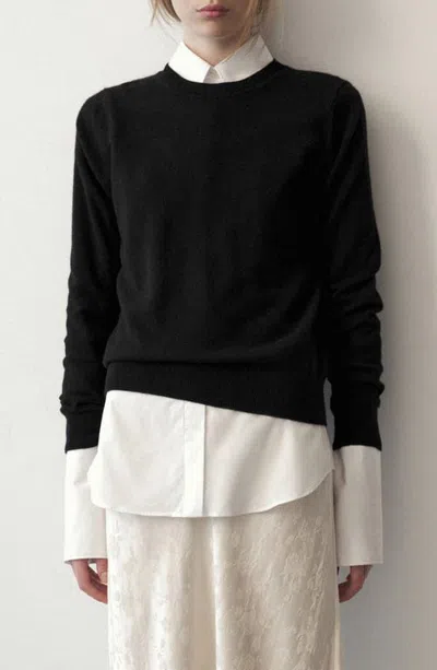 Mango Cashmere Round Neck Sweater In Black