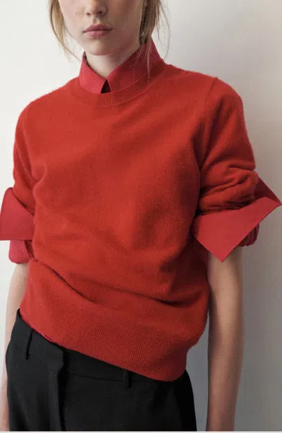 Mango Cashmere Round Neck Sweater In Red