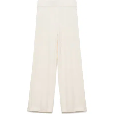 Mango Cashmere Wide Leg Pants In Off White