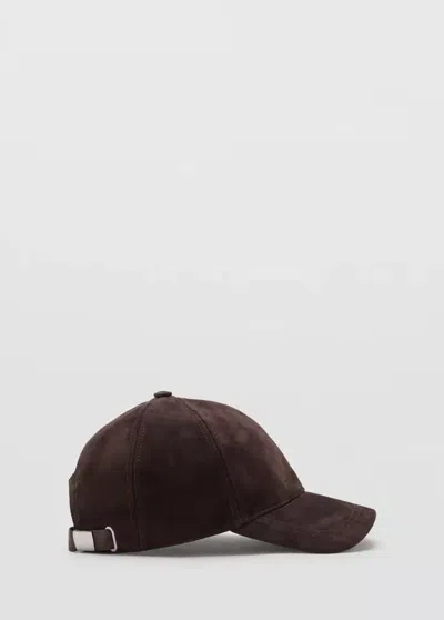 Mango Casquette 100 % Cuir In Marron