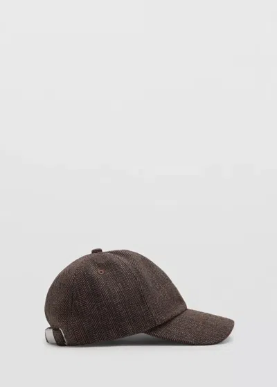 Mango Casquette Drap De Laine À Chevron In Marron