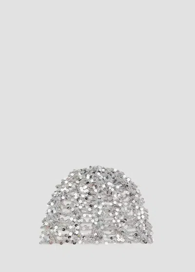 Mango Casquette En Crochet À Sequins In Gris
