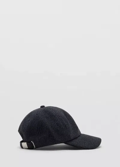 Mango Casquette En Drap De Laine À Rayures In Gris