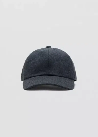 Mango Casquette En Laine In Bleu Marine