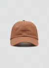 Mango Linen-blend Cap With Embroidered Message Brown