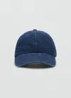 Mango Denim Cap With Visor In Dark Blue