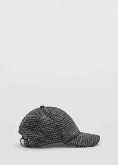 Mango Casquette Laine Mélangée In Bleu Marine