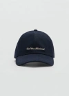 Mango Embroidered Message Cap Dark Blue