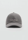 Mango Embroidered Message Cap Denim Grey In Gray