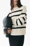 Mango Castello Stripe Sweater In White