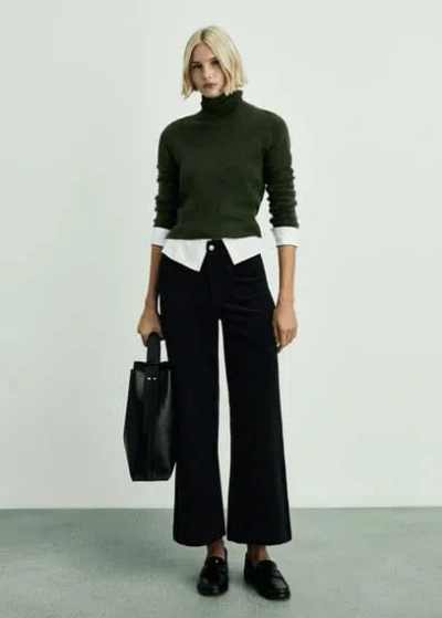Mango Catherin Culotte Corduroy Trousers Black