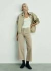 Mango Catherin High Waist Wide Leg Culotte Corduroy Jeans In Ecru