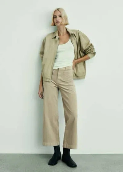 MANGO PANTALON CATHERIN STYLE JUPE-CULOTTE VELOURS CÔTELÉ ÉCRU - FEMME - 46 - MANGO
