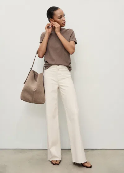 Mango Catherin Culotte High-rise Jeans Off White