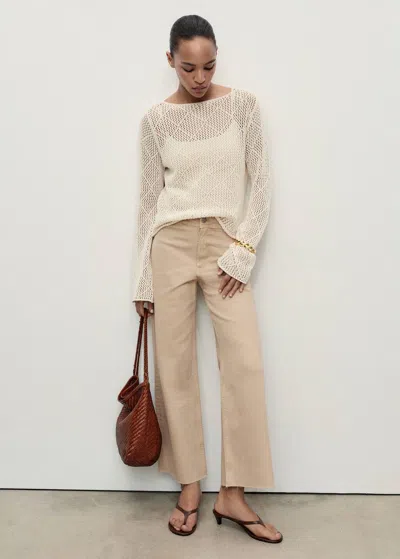 Mango Catherin Culotte High-rise Jeans Sand