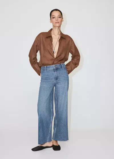 Mango Catherin Culotte High-rise Jeans In Medium Blue