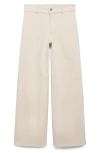Mango Catherin Frayed High Waist Wide Leg Culotte Jeans In Neutral