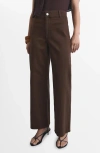Mango Catherin Frayed High Waist Wide Leg Culotte Jeans In Brown