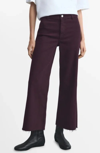 Mango Catherin Frayed High Waist Wide Leg Culotte Jeans In Purple