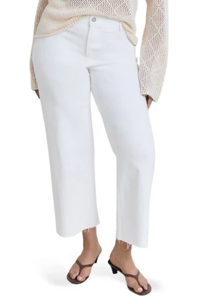 Mango Catherin Frayed High Waist Wide Leg Culotte Jeans In Blue