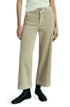 Mango Catherin High Waist Wide Leg Culotte Corduroy Jeans In Ecru