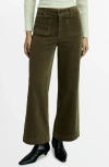 Mango Catherin High Waist Wide Leg Culotte Corduroy Jeans In Khaki Green
