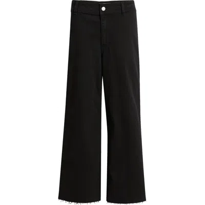 Mango Catherin Raw Hem High Waist Culotte Jeans In Black Denim