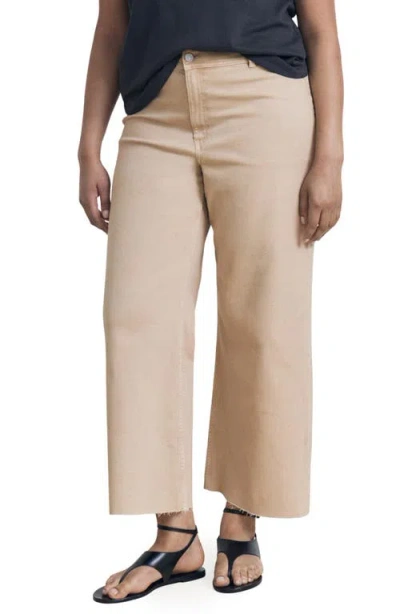 Mango Catherin Raw Hem High Waist Culotte Jeans In Brown