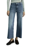 Mango Catherin Raw Hem High Waist Wide Leg Culotte Jeans In Medium Blue